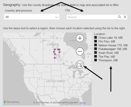 explore dataset geography filters